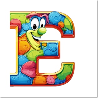 letter E cartoon art v2 Posters and Art